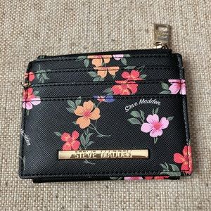 Steve Madden black leather wallet with floral design